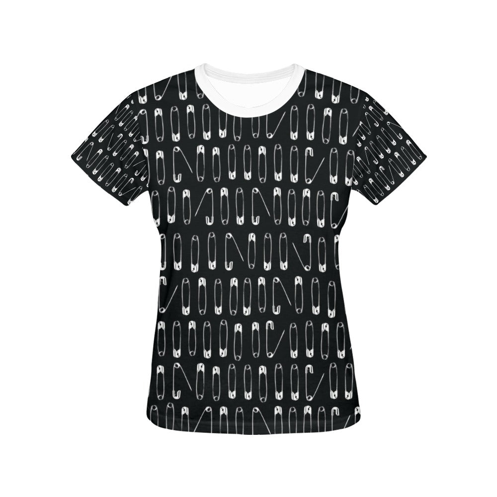 Safety Pin Print Design LKS302 Women's  T-shirt
