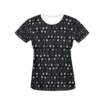 Safety Pin Print Design LKS302 Women's  T-shirt