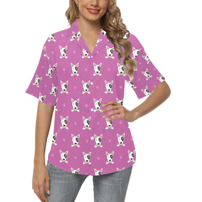 Bull Terrier Happy Print Pattern Women's Hawaiian Shirt