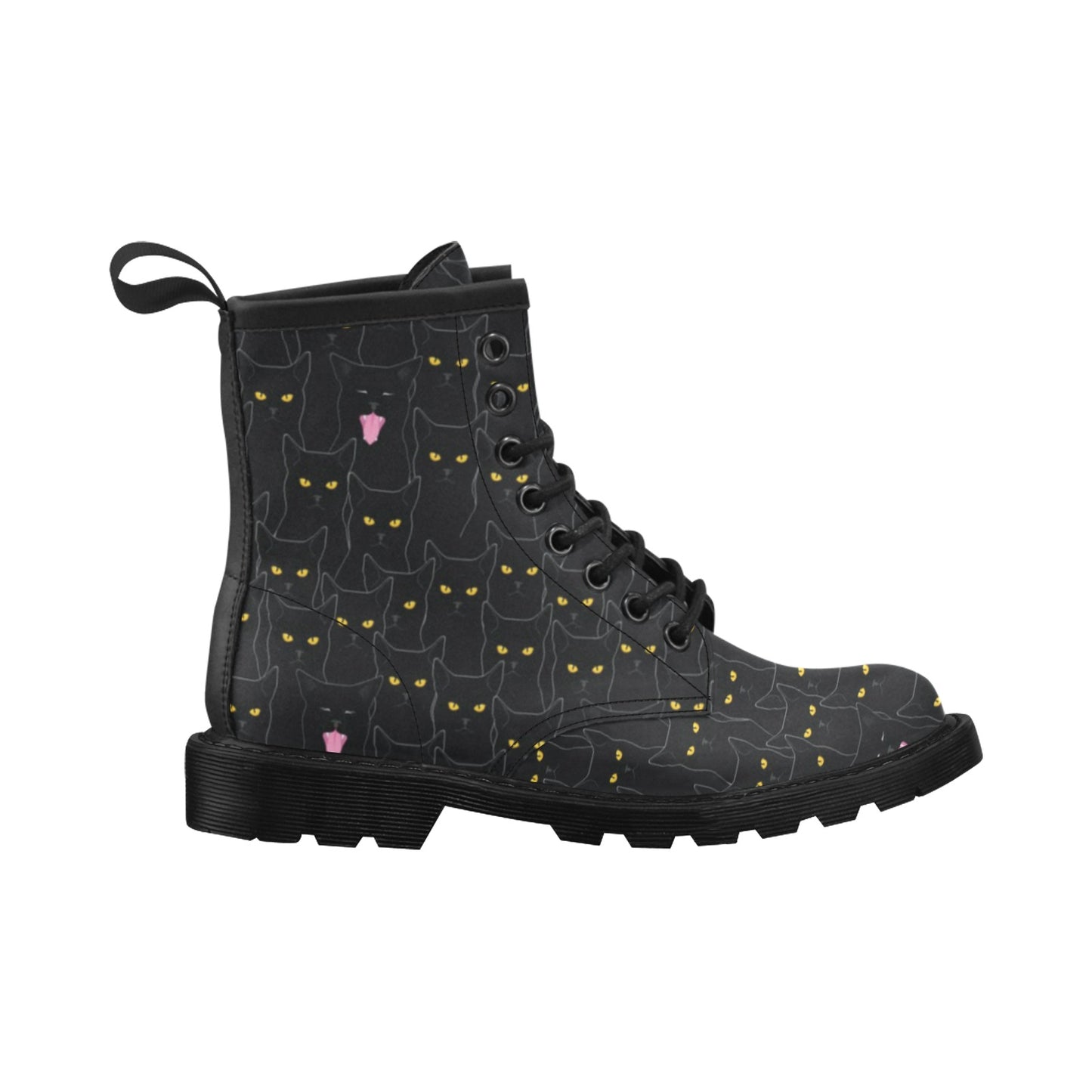 Black Cat Yellow Eyes Print Pattern Women's Boots