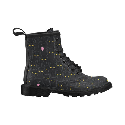 Black Cat Yellow Eyes Print Pattern Women's Boots