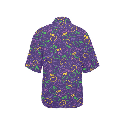 Mardi Gras Pattern Print Design 04 Women's Hawaiian Shirt