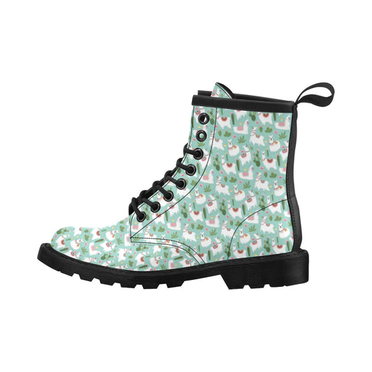 Llama with Cactus Themed Print Women's Boots