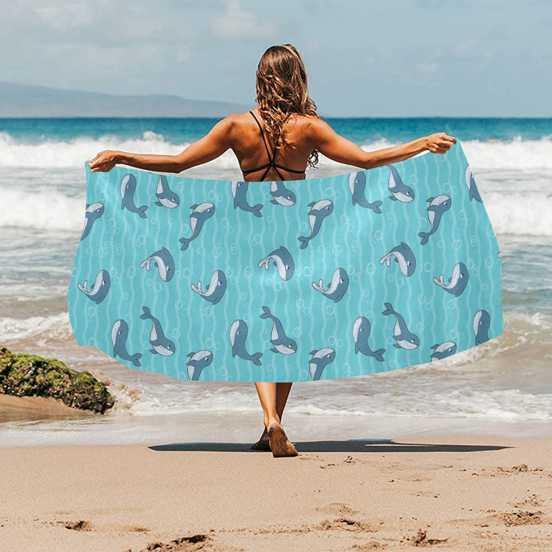 Whale Print Design LKS303 Beach Towel 32" x 71"