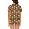 Skull And Roses Print Design LKS302 Women's Short Pajama Set