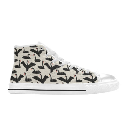 Swan Print Design LKS402 High Top Women's White Shoes