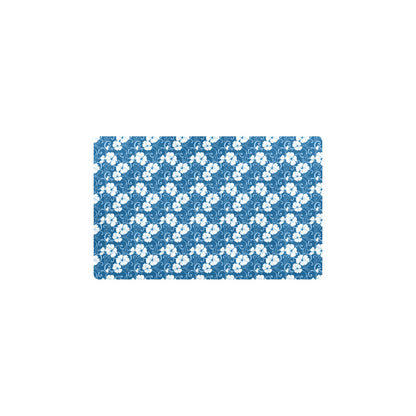 Hibiscus Blue Flower Hawaiian Print Kitchen Mat