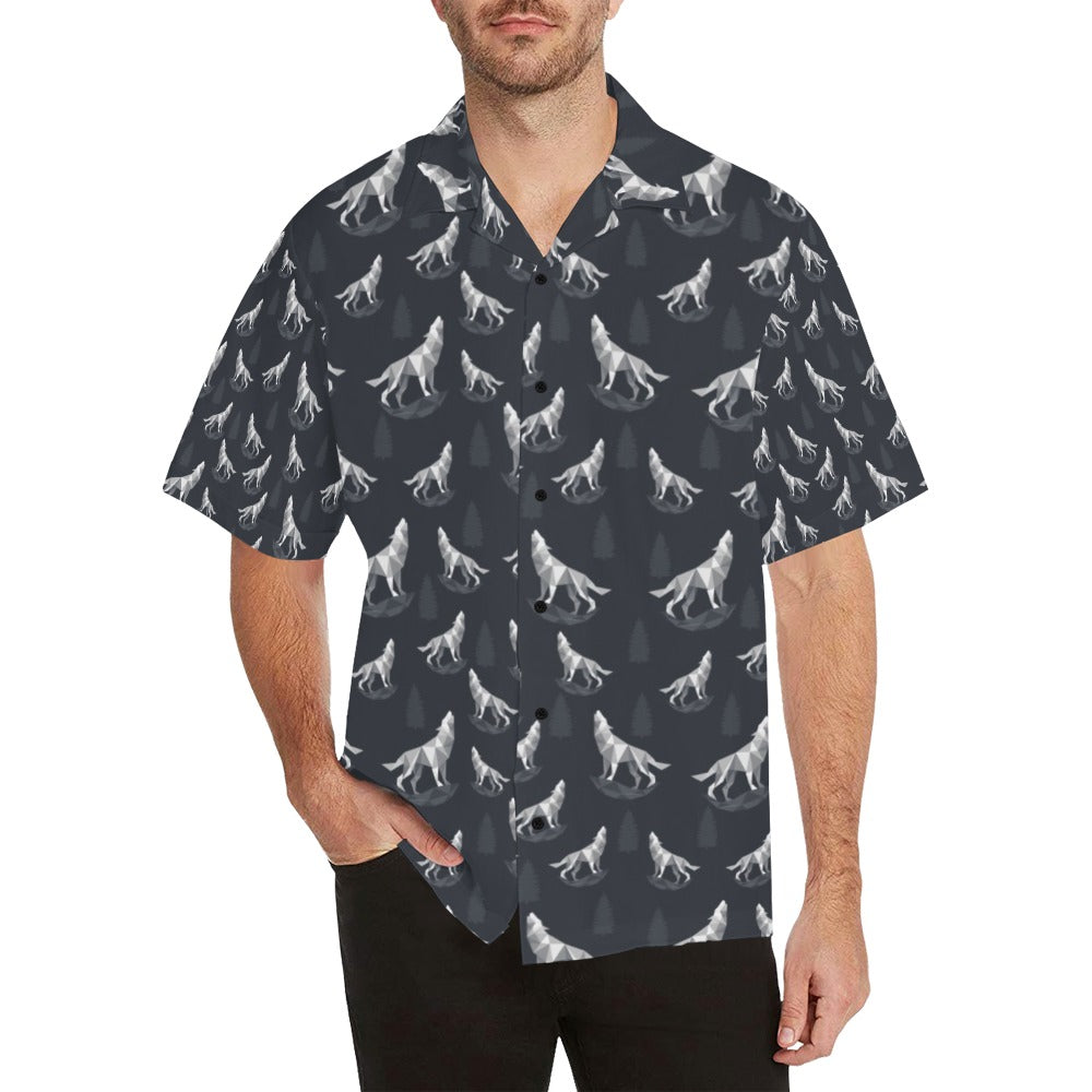 Wolf Print Design LKS303 Men's Hawaiian Shirt
