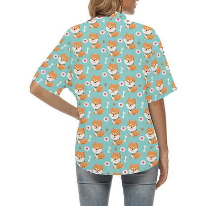 Shiba Inu Print Design LKS3013 Women's Hawaiian Shirt