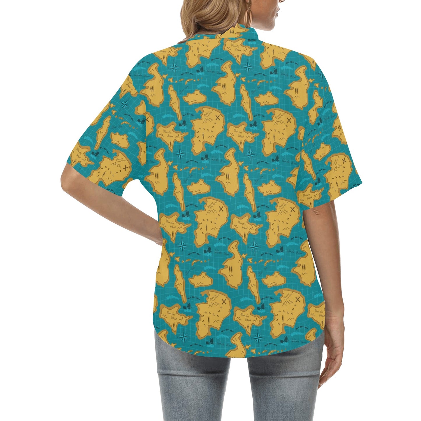 World Map Print Design LKS301 Women's Hawaiian Shirt