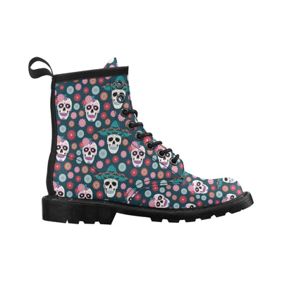 Sugar Skull Print Design LKS308 Women's Boots