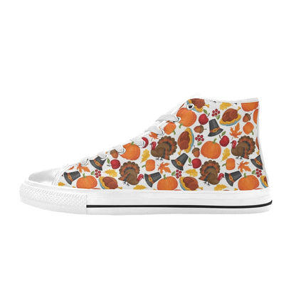 Thanksgiving Print Design LKS304 High Top Women's White Shoes