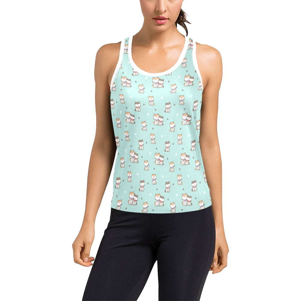 Shiba Inu Print Design LKS302 Women's Racerback Tank Top
