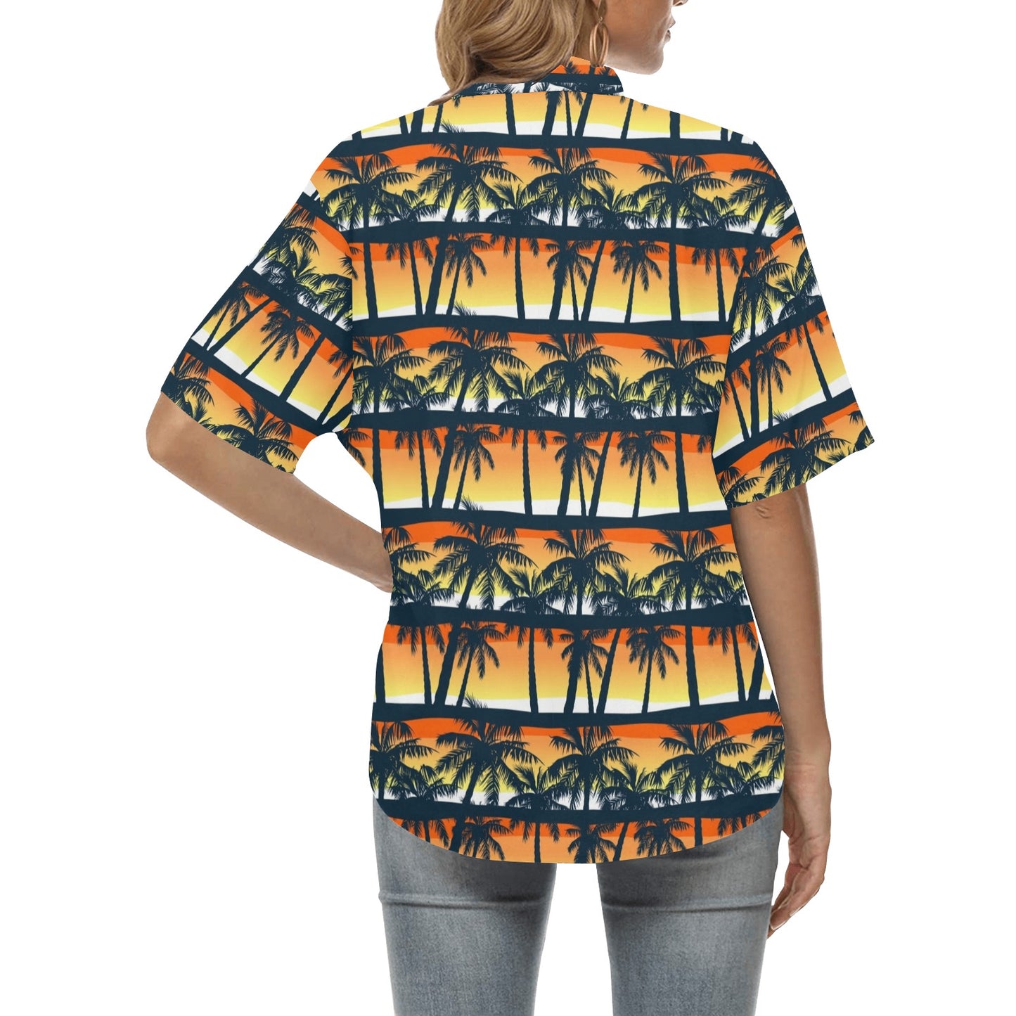 Palm Tree Pattern Print Design PT011 Women's Hawaiian Shirt
