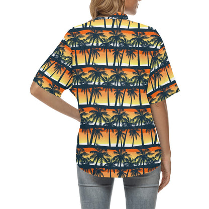 Palm Tree Pattern Print Design PT011 Women's Hawaiian Shirt