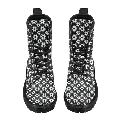 Soccer Ball Black Print Pattern Women's Boots