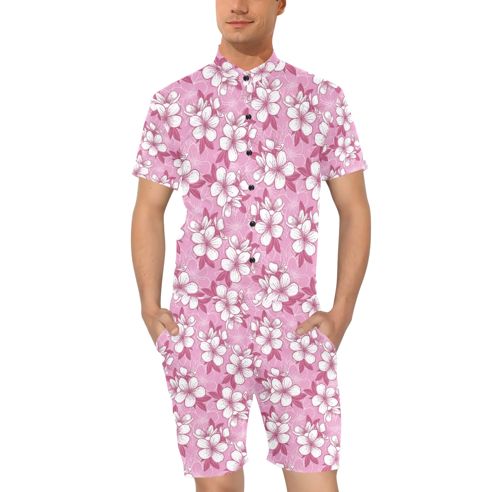 Cherry Blossom Pattern Print Design CB02 Men's Romper