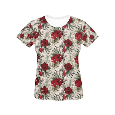 Hibiscus Print Design LKS3011 Women's  T-shirt