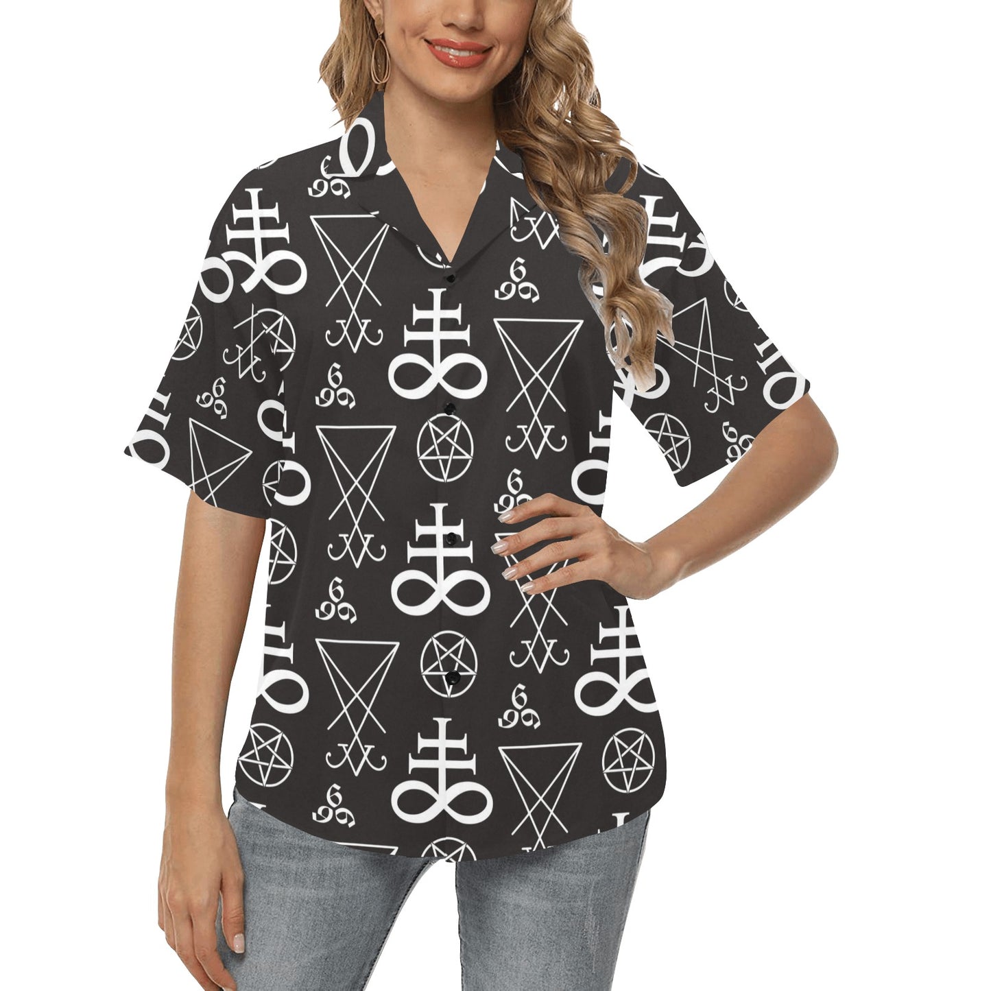 Pentagram Pattern Print Design A04 Women's Hawaiian Shirt
