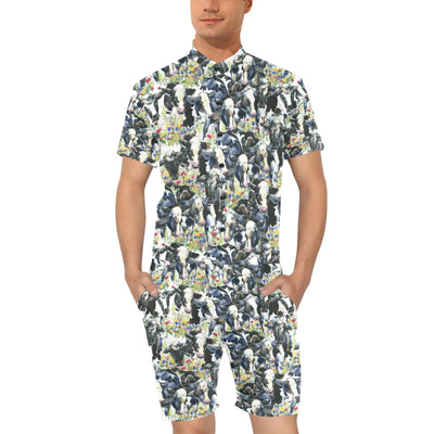 Cow Watercolor Print Pattern Men's Romper