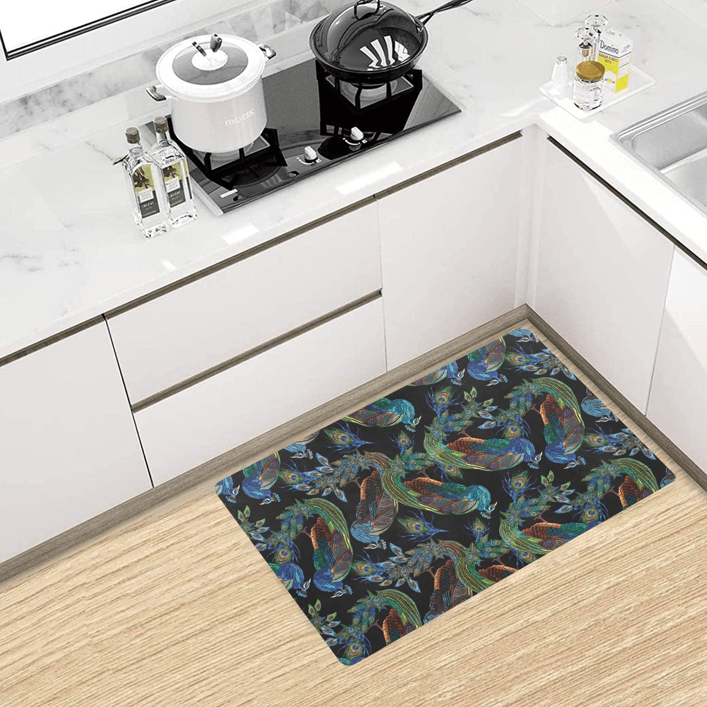 Peacock Pattern Print Design A04 Kitchen Mat