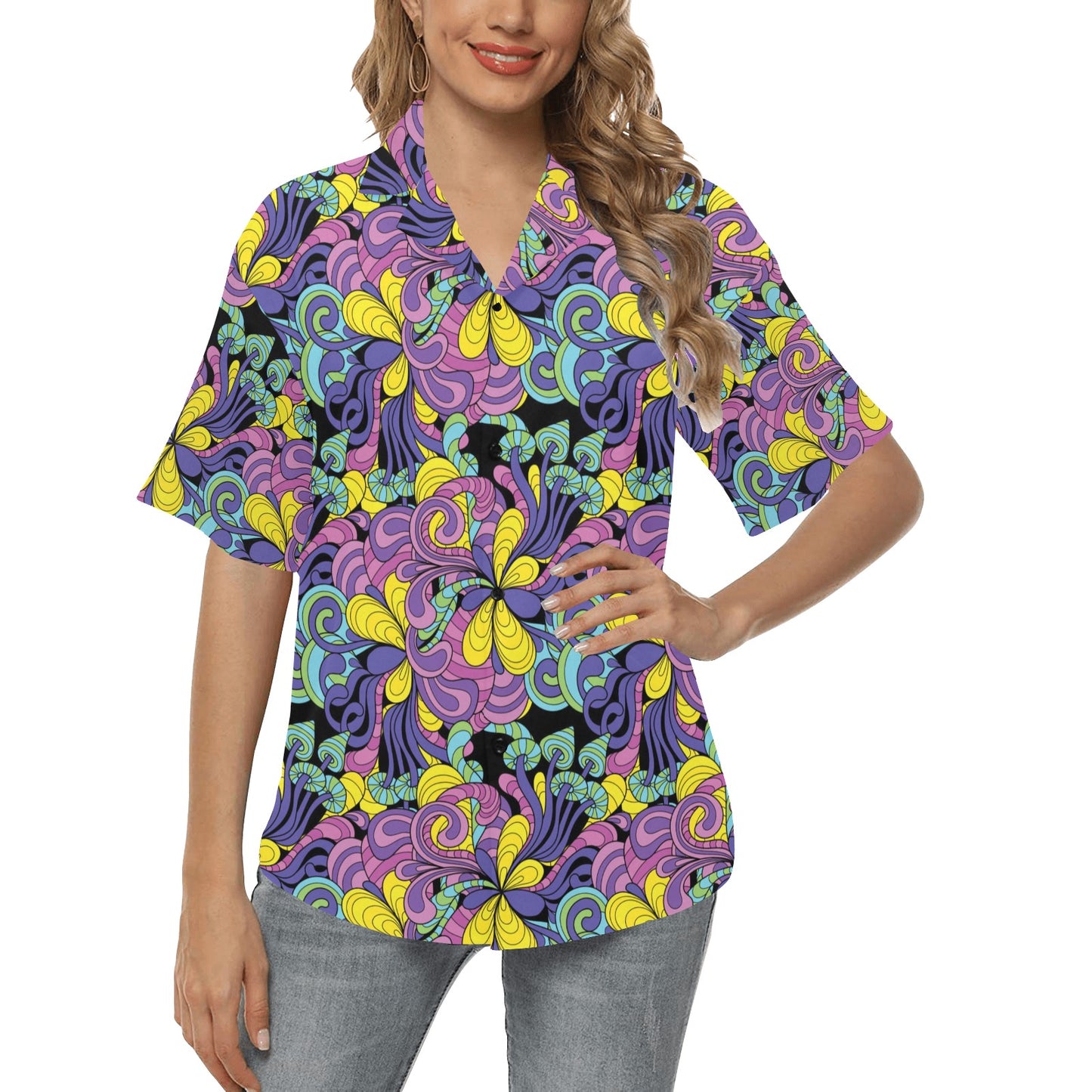 Trippy Print Design LKS305 Women's Hawaiian Shirt