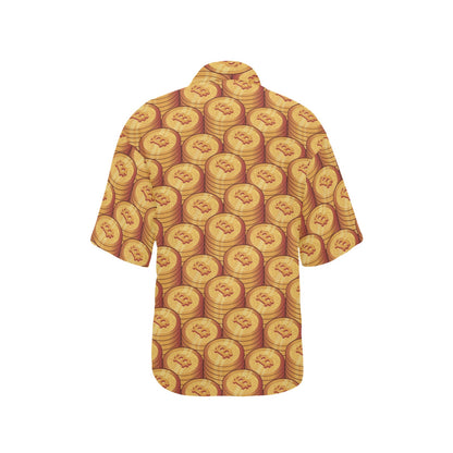 Bitcoin Pattern Print Design 02 Women's Hawaiian Shirt
