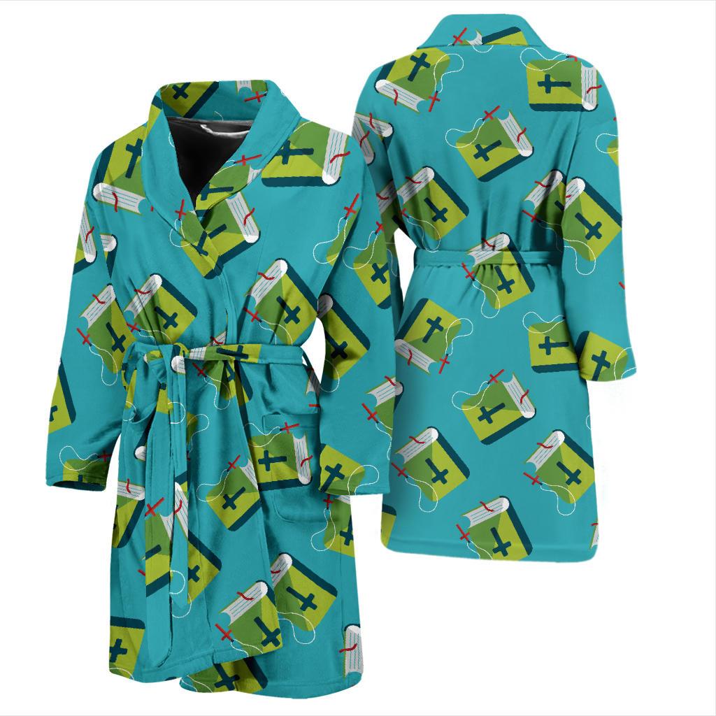 Bible Pattern Print Design 01 Men Bathrobe-JORJUNE.COM