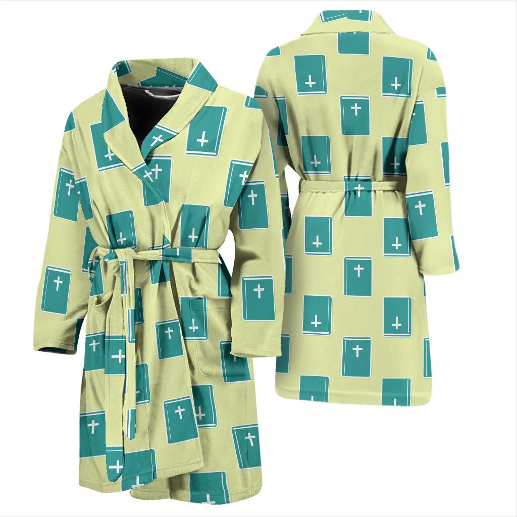 Bible Pattern Print Design 04 Men Bathrobe-JORJUNE.COM