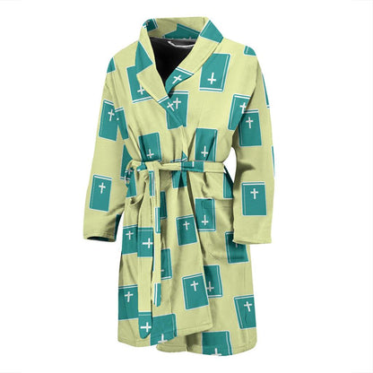 Bible Pattern Print Design 04 Men Bathrobe-JORJUNE.COM