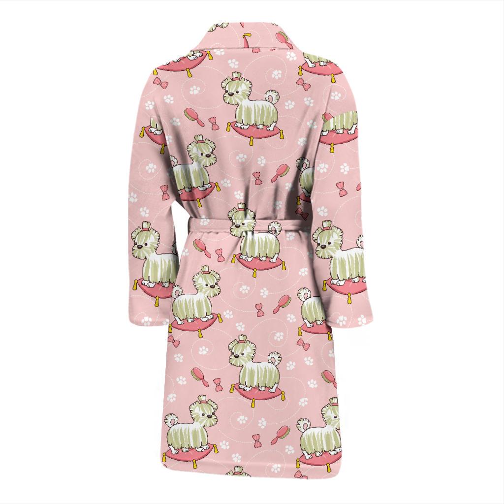 Bichons Frise Pattern Print Design 01 Men Bathrobe-JORJUNE.COM