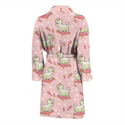 Bichons Frise Pattern Print Design 01 Men Bathrobe-JORJUNE.COM
