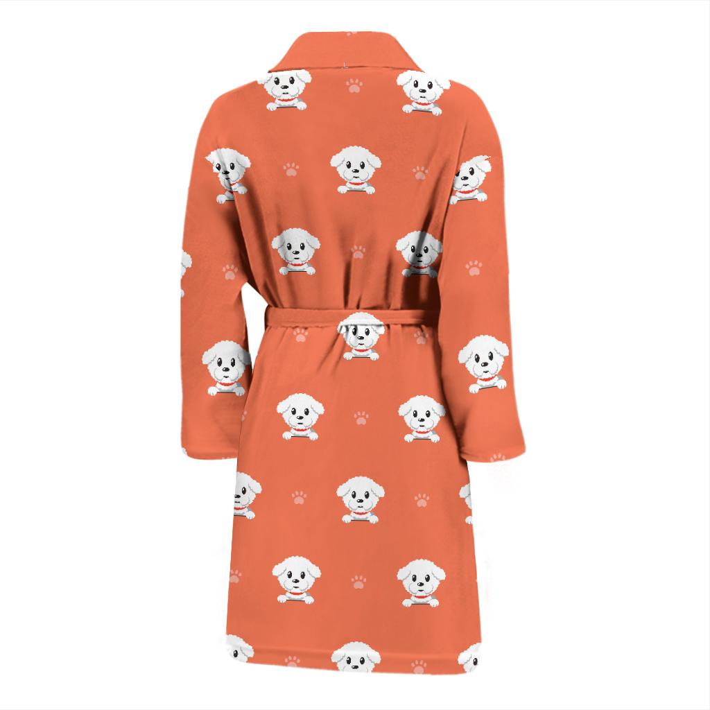Bichons Frise Pattern Print Design 02 Men Bathrobe-JORJUNE.COM