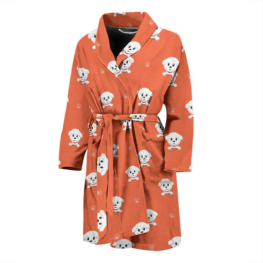 Bichons Frise Pattern Print Design 02 Men Bathrobe-JORJUNE.COM