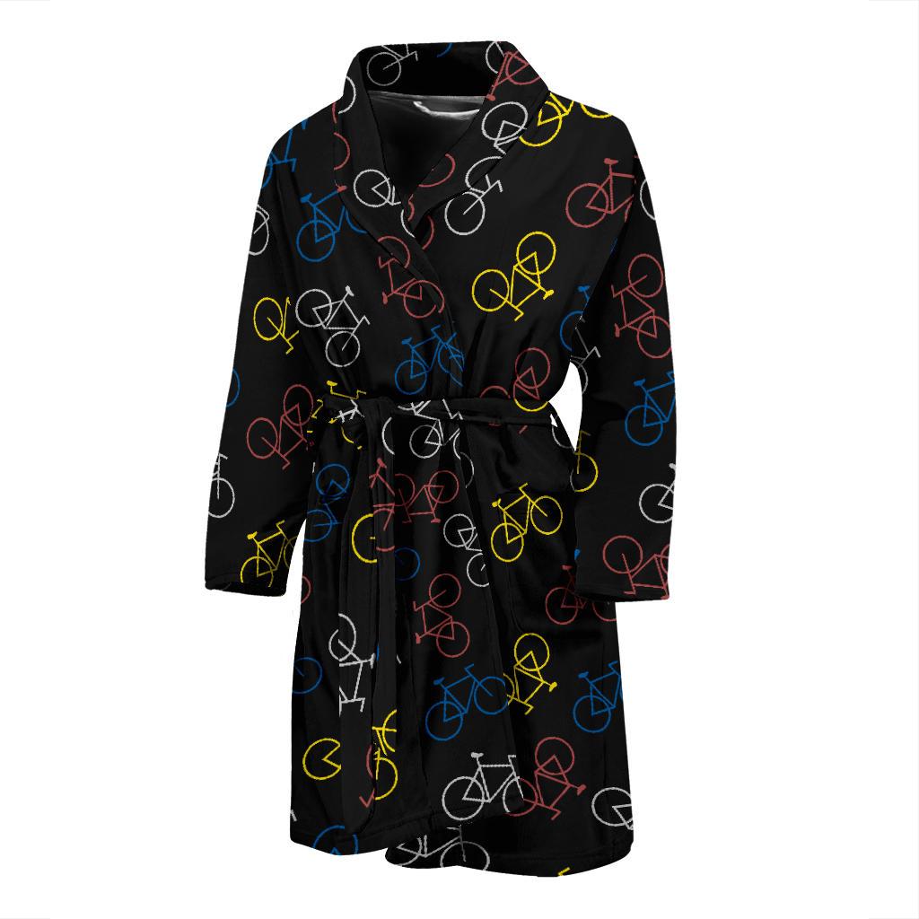 Bicycle Pattern Print Design 03 Men Bathrobe-JORJUNE.COM