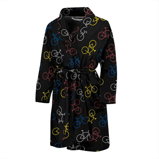 Bicycle Pattern Print Design 03 Men Bathrobe-JORJUNE.COM