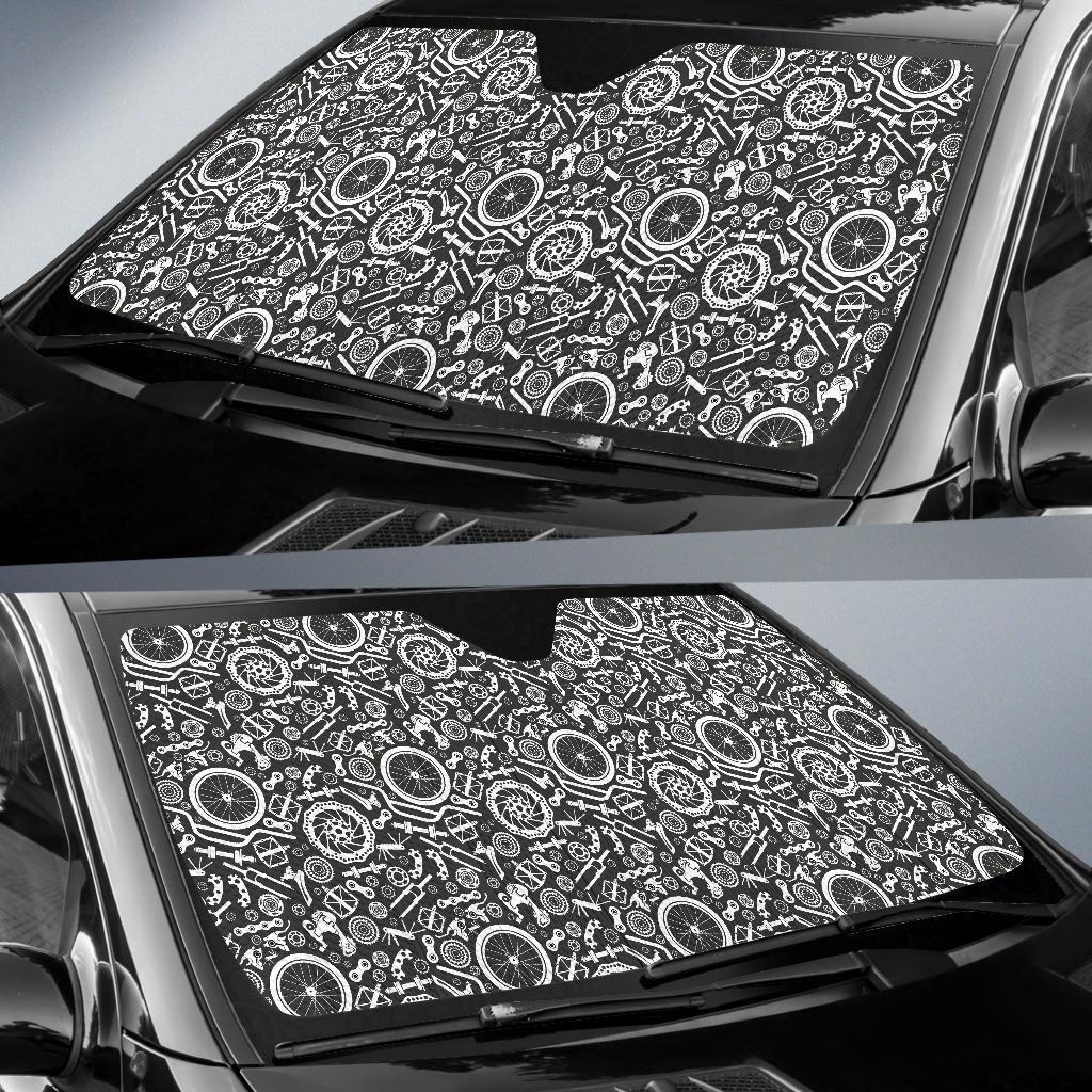 Bicycle Tools Pattern Print Design 02 Car Sun Shade-JORJUNE.COM