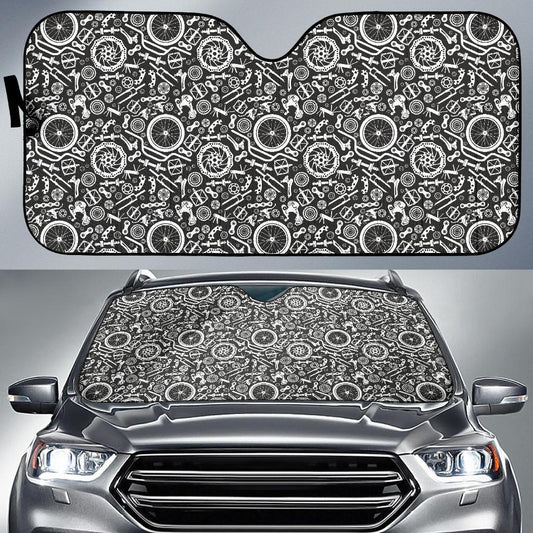 Bicycle Tools Pattern Print Design 02 Car Sun Shade-JORJUNE.COM