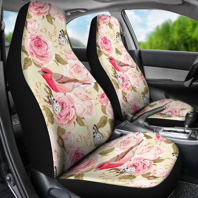 Bird Butterfly Pink Flower Print Pattern Universal Fit Car Seat Covers