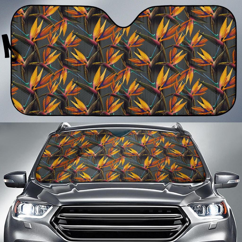 Bird Of Paradise Pattern Print Design 01 Car Sun Shade-JORJUNE.COM