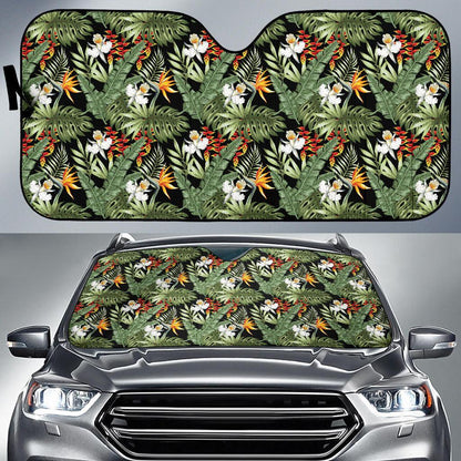 Bird Of Paradise Pattern Print Design 02 Car Sun Shade-JORJUNE.COM