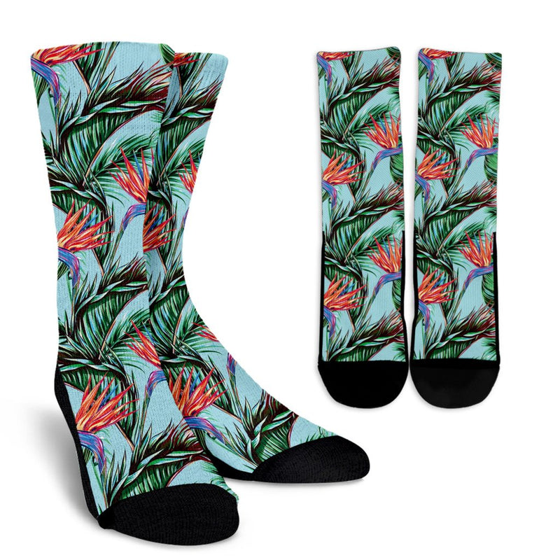 Bird Of Paradise Pattern Print Design BOP01 Crew Socks-JORJUNE.COM