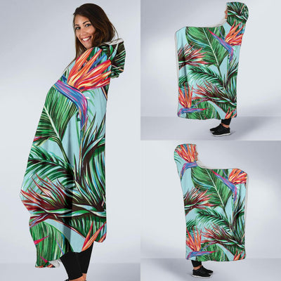 Bird Of Paradise Pattern Print Design BOP01 Hooded Blanket-JORJUNE.COM