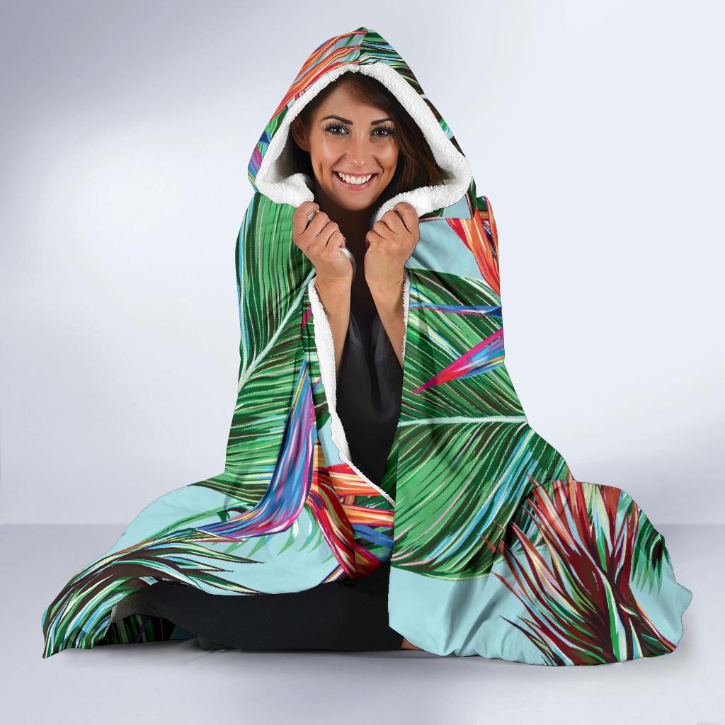 Bird Of Paradise Pattern Print Design BOP01 Hooded Blanket-JORJUNE.COM