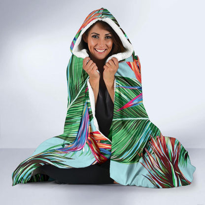 Bird Of Paradise Pattern Print Design BOP01 Hooded Blanket-JORJUNE.COM