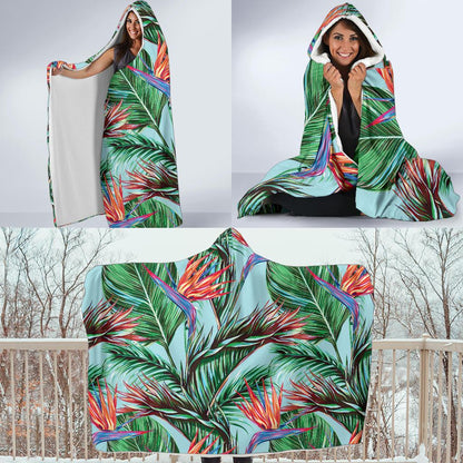 Bird Of Paradise Pattern Print Design BOP01 Hooded Blanket-JORJUNE.COM