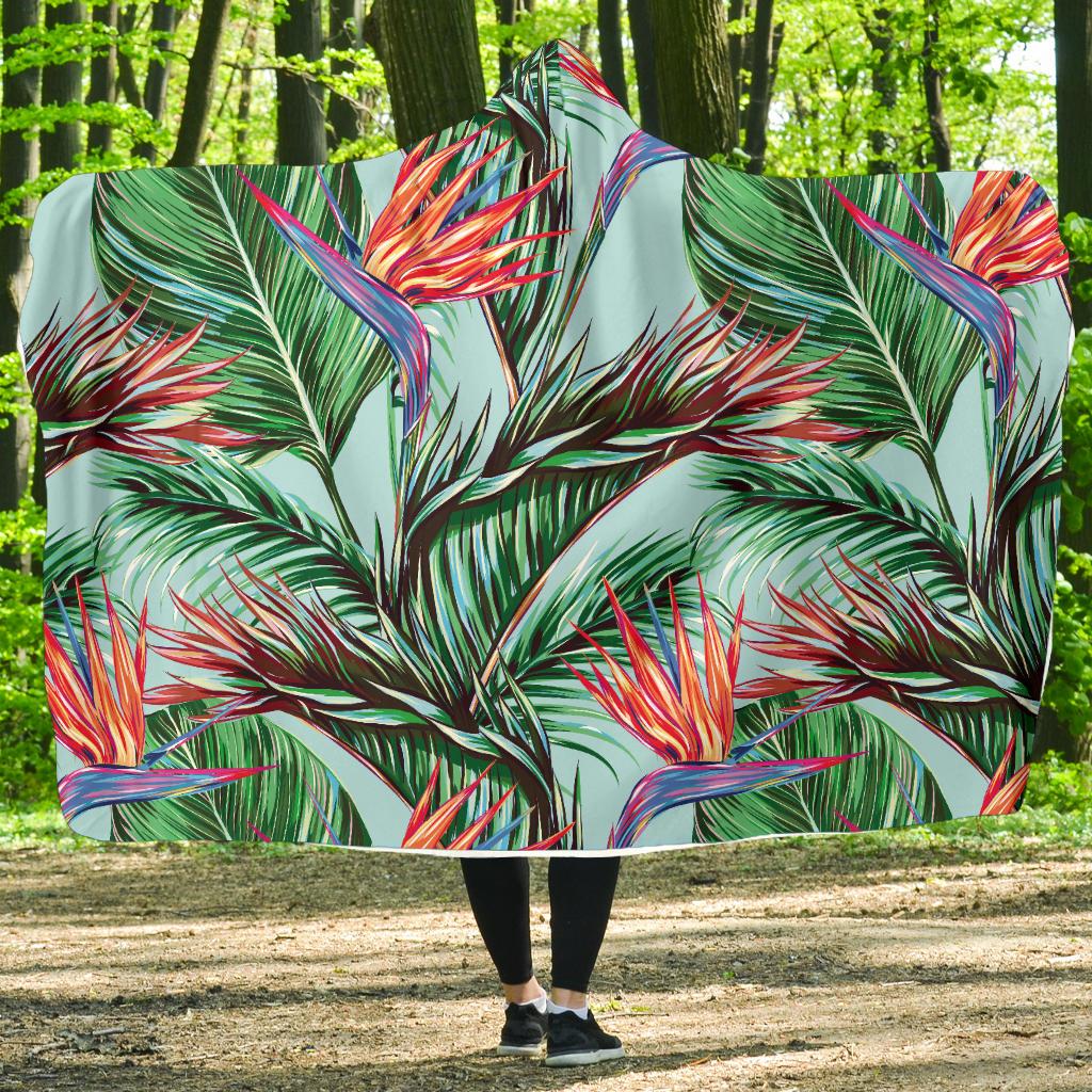 Bird Of Paradise Pattern Print Design BOP01 Hooded Blanket-JORJUNE.COM