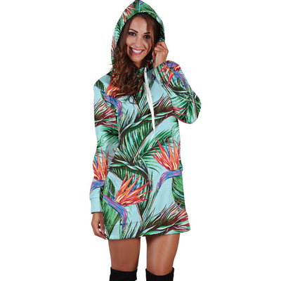 Bird Of Paradise Pattern Print Design BOP01 Women Hoodie Dress