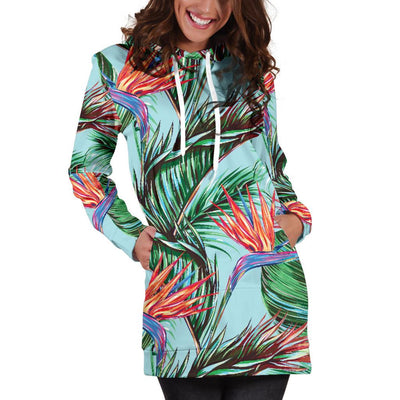 Bird Of Paradise Pattern Print Design BOP01 Women Hoodie Dress