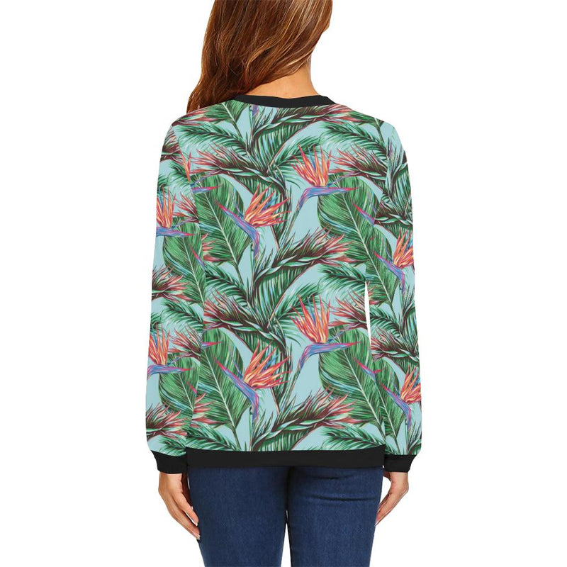 Bird Of Paradise Pattern Print Design BOP01 Women Long Sleeve Sweatshirt-JorJune